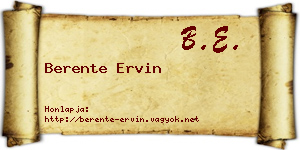 Berente Ervin névjegykártya